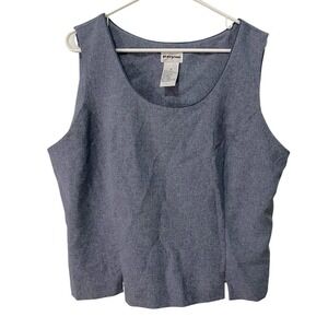 *Perceptions 18 Heather Gray Short Sleeveless Top Business Casual‎ Waist Slits